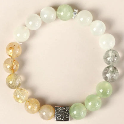 Chinese style couple crystal bracelets with 10mm geometry beads in khaki colour