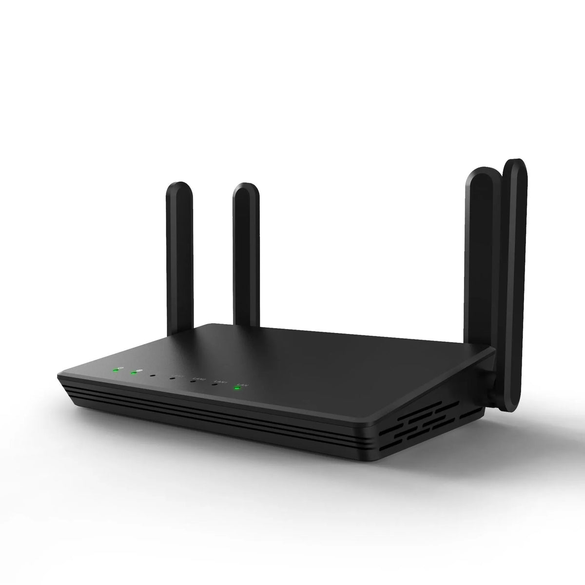 White or black 300Mbps wireless router with four antennas, 26cm wide, dual-band, EU/UK/US plug