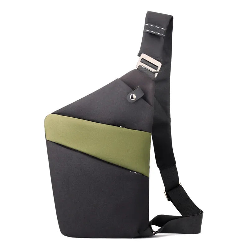 Canvas chest bag 31x20x1cm, 190g, one-shoulder crossbody with anti-radiation fabric inside, smoke black or silver grey
