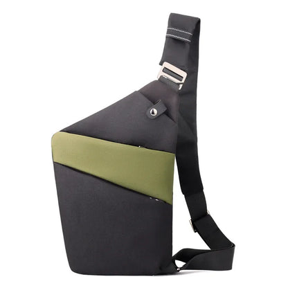 Canvas chest bag 31x20x1cm, 190g, one-shoulder crossbody with anti-radiation fabric inside, smoke black or silver grey