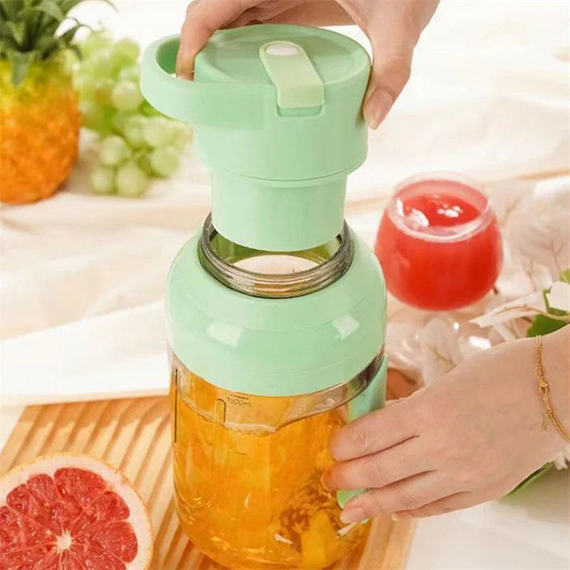 USB rechargeable portable blender with large 50-ounce capacity, powerful 80-watt motor, and precision steel blades for blending fresh juices and smoothies on the go.