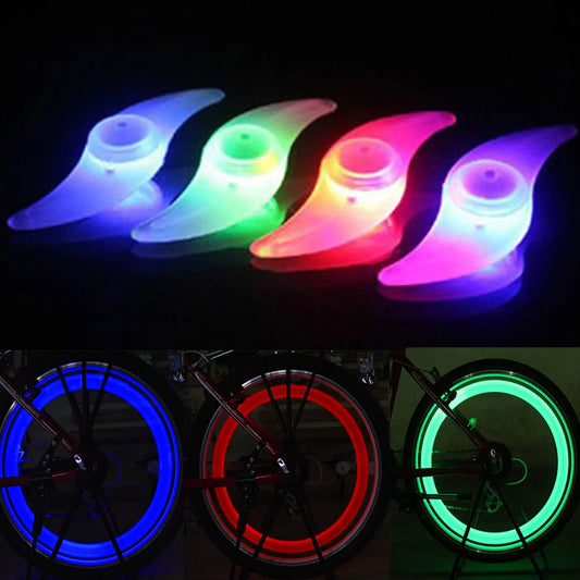 Bicycle Spokes LED Safety Lamp mounted on bike wheel, showcasing waterproof design