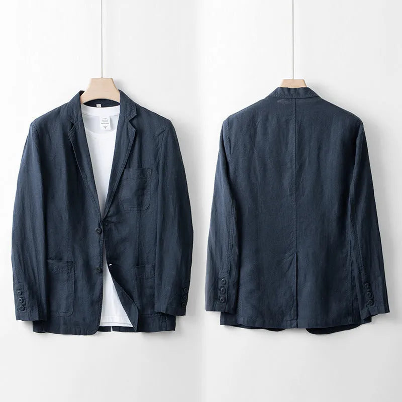 Men's casual linen suit jacket in loose fit available in five solid colours