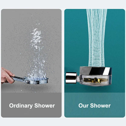 A high-pressure handheld shower head with a turbo-charged water flow and a cotton filter for a luxurious, spa-like bathing experience.