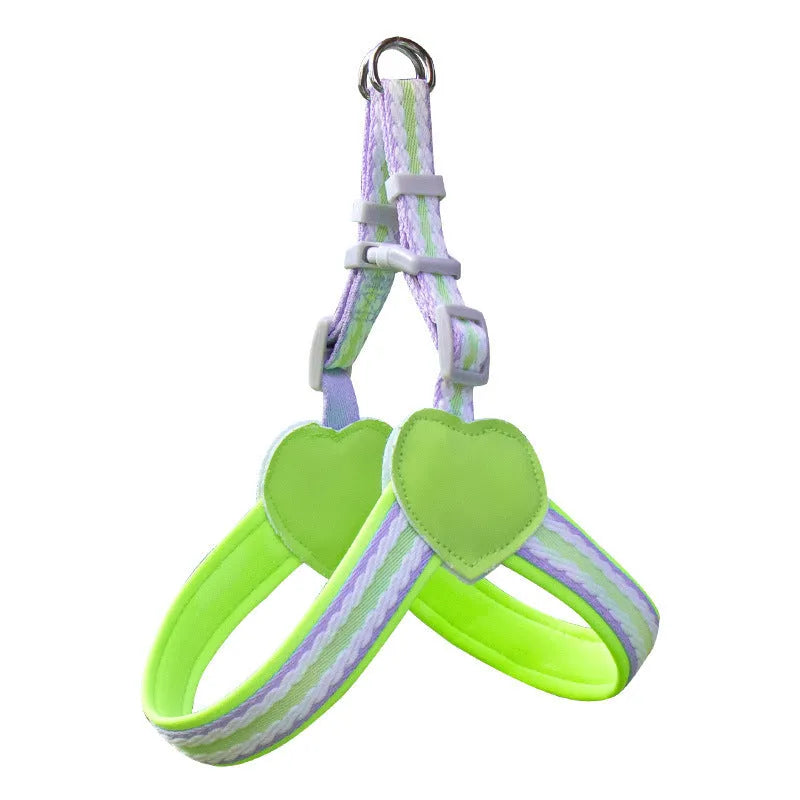 Nylon dog walking chest strap and lead set in Emerald Green with 1.5 metre rope