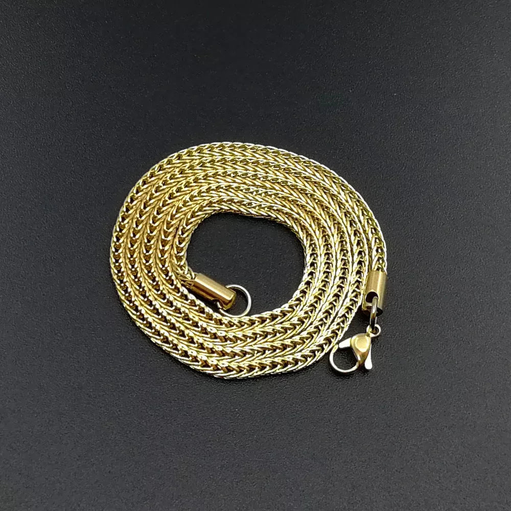 Vacuum electroplated stainless steel chain necklace for men and women, 3mm width