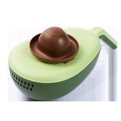 Stainless steel and PP vegetable grater with storage box in avocado green and mango yellow