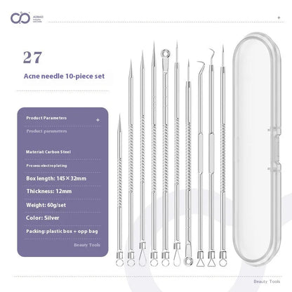 Four metal acne needles with ultra fine pointed tips for precise spot treatment skincare