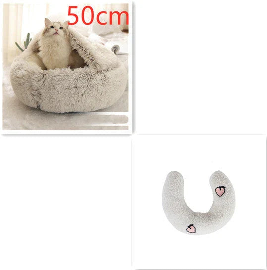 Cozy All-in-One Pet Bed in various colors and sizes, providing a plush and comfortable retreat for cats and dogs