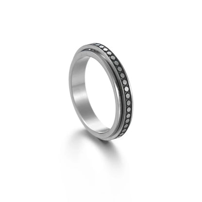 Titanium steel ring with intricate star and moon designs, available in various sizes and colors