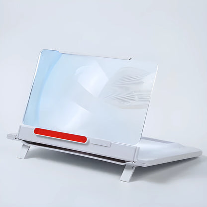 12-inch black pull-out screen amplifier showing horizontal tablet placement with Fresnel lens visible