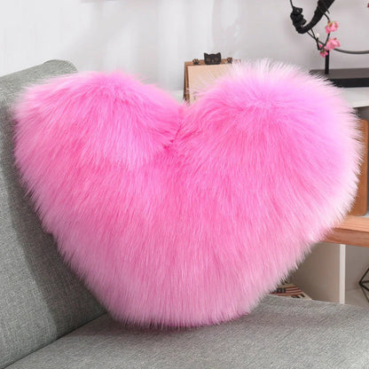 Soft, plush heart-shaped decorative throw pillow covers in various colors for living room and bedroom decor