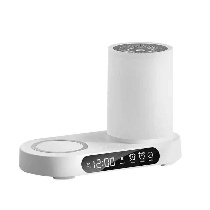 White column USB desktop aroma diffuser humidifier with touch controls showing 92mm diameter