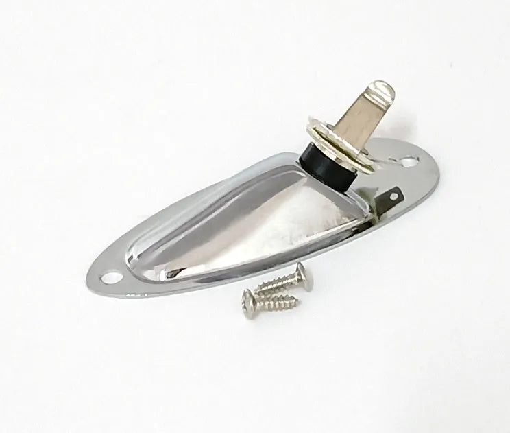 Electric guitar ST boat socket output jack in black or silver alloy construction