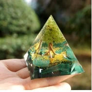 Premium Reiki Healing Crystal Pyramid - Handcrafted with Amethyst and Tiger's Eye, Infused with Orgone Technology for Radiation Protection and Chakra Alignment