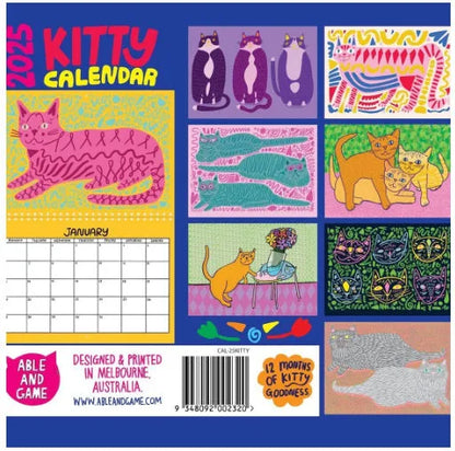 A3 size cat-themed wall calendar planner with monthly grid and illustrations.