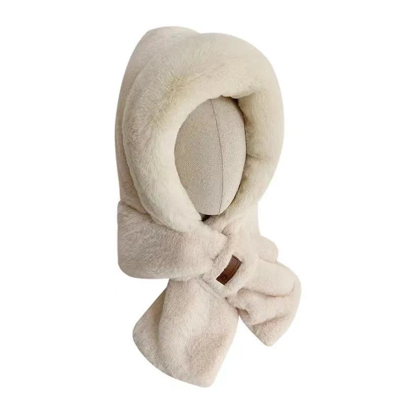 Cycling fleece-lined warm hat with ear protection in khaki, beige, pink, and grey