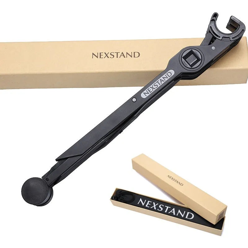 Portable folding computer bracket in sagacious black with lifting mechanism and carrying case