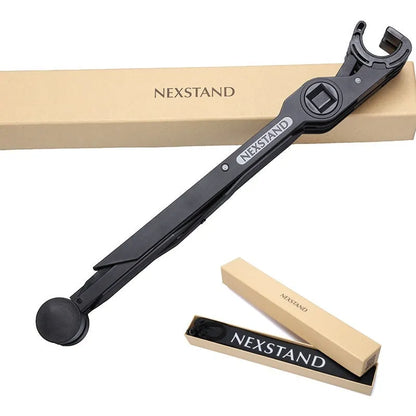 Portable folding computer bracket in sagacious black with lifting mechanism and carrying case