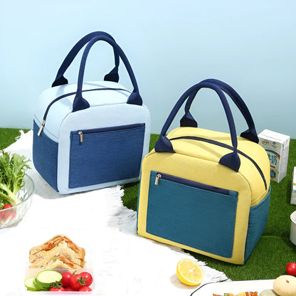 Aluminium foil laminated lunch insulation bag in waterproof Oxford cloth showing blue colour option