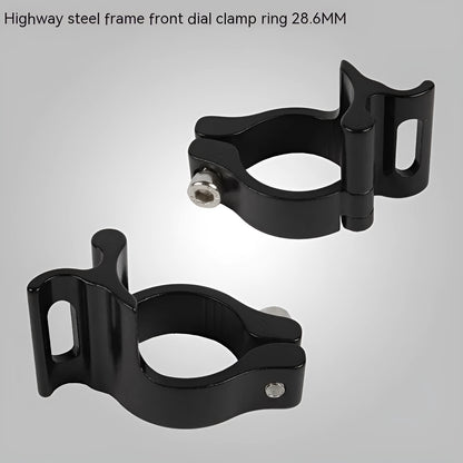 Black aluminium alloy vehicle clamp ring with steel frame measuring 28.6mm diameter