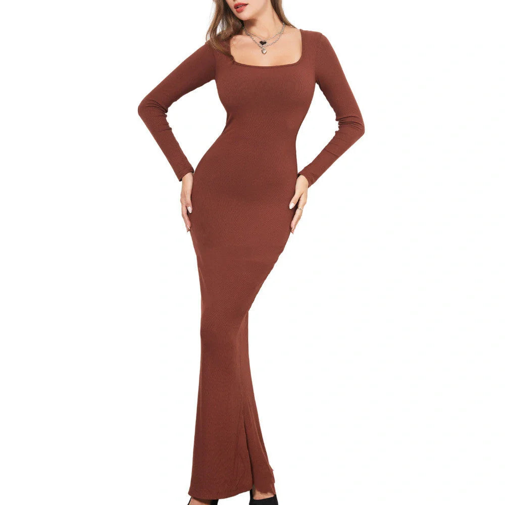 Double-layer modal slim dress in various colours for a flattering fit