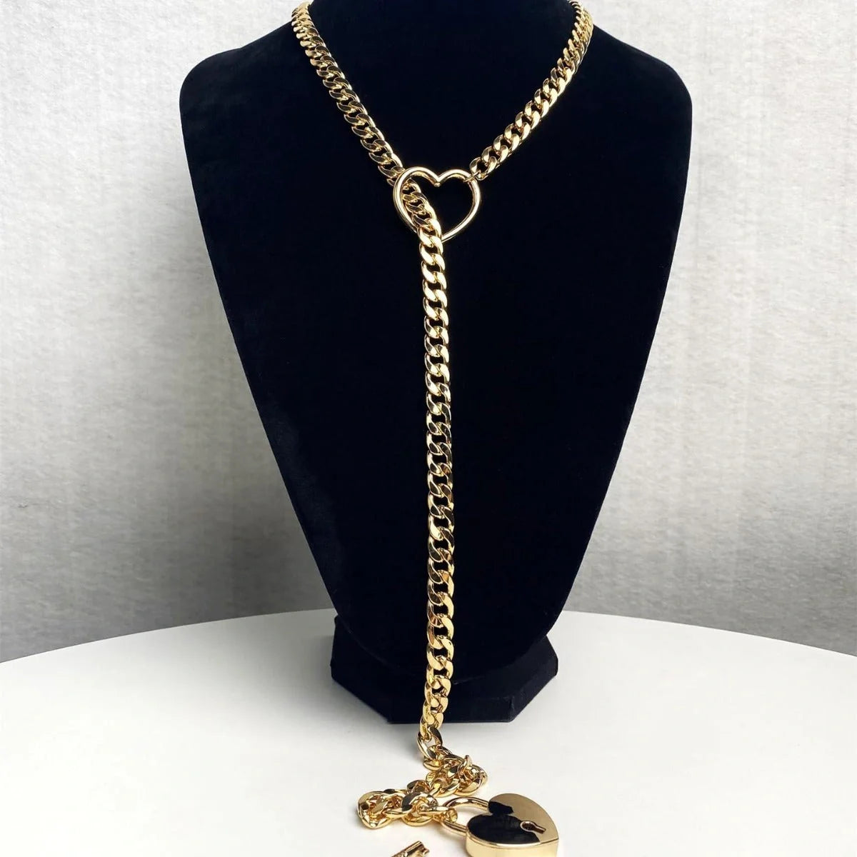 Adjustable heart-shaped O-ring slip chain necklace in alloy