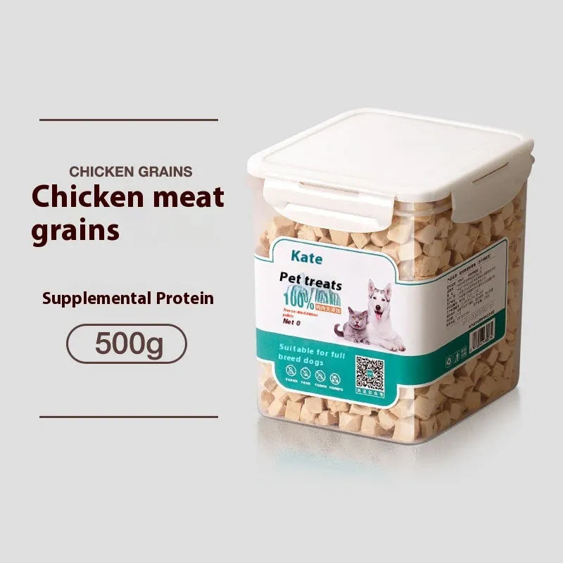 500g chicken freeze-dried cat snack in resealable bag or barrel packaging options