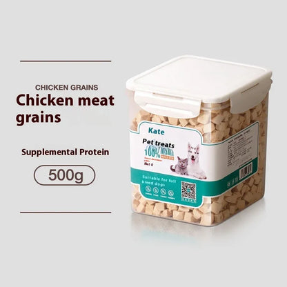 500g chicken freeze-dried cat snack in resealable bag or barrel packaging options