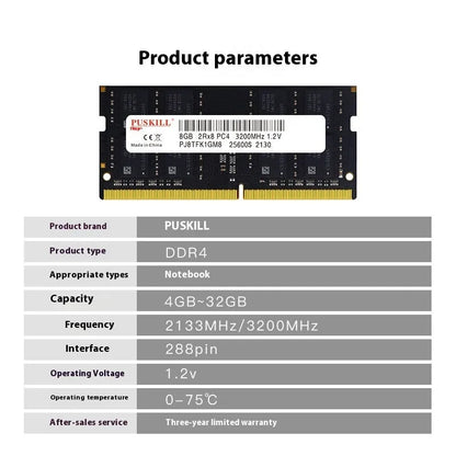 DDR4 laptop memory module with 16GB capacity and 2666MHz speed for notebook upgrades