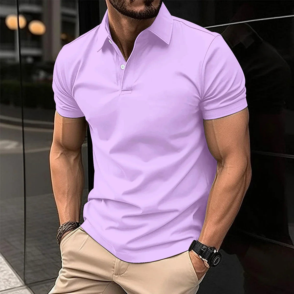 Premium cotton polo shirt for men in various solid colors and sizes