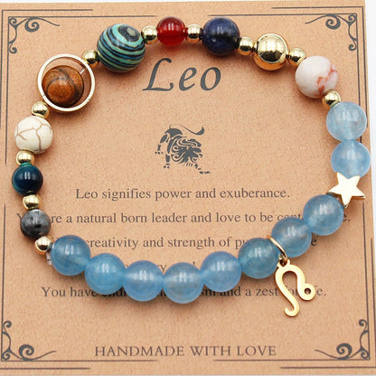 Handcrafted zodiac bracelets with natural stone beads and constellation designs