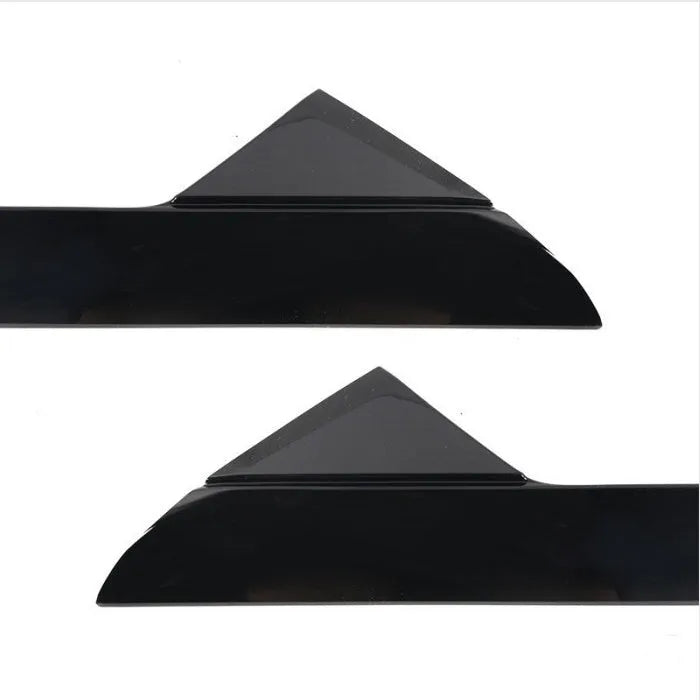 Black Ford front windscreen exterior trim panel set with part codes BB5Z-7803144-AA and BB5Z-7803145-AA.