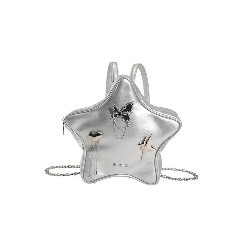 Soft PU leather women's mini backpack messenger bag shown in black, white, silver, and beige colours.