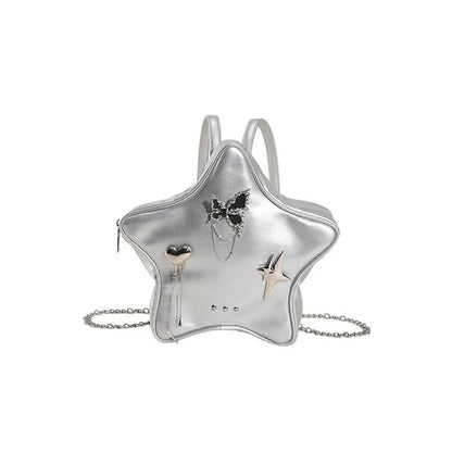 Soft PU leather women's mini backpack messenger bag shown in black, white, silver, and beige colours.