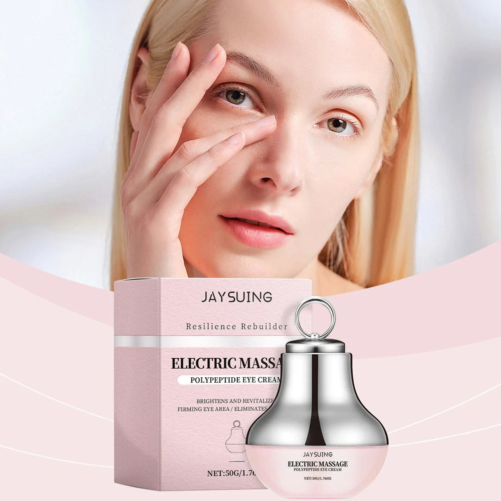 Electric firming eye cream in 7.7x11cm container with massage applicator for eye area treatment