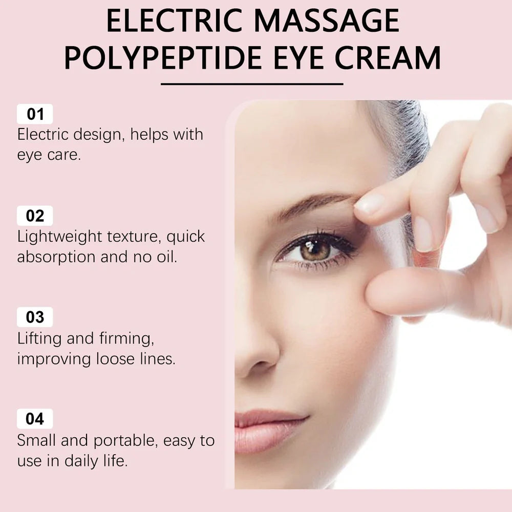 Electric firming eye cream in 7.7x11cm container with massage applicator for eye area treatment