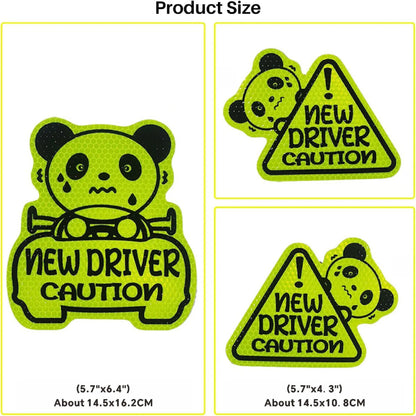 Set of three magnetic reflective stickers showing cat, panda, and duck designs with reflective printing
