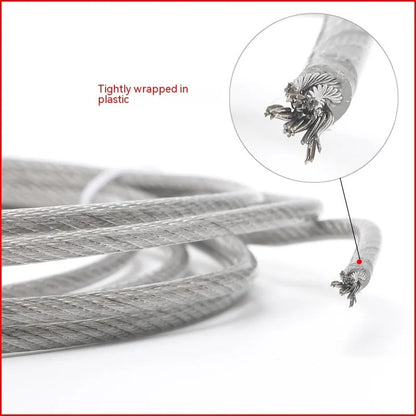 304 stainless steel anti-theft wire rope showing double twist structure and corrosion-resistant surface