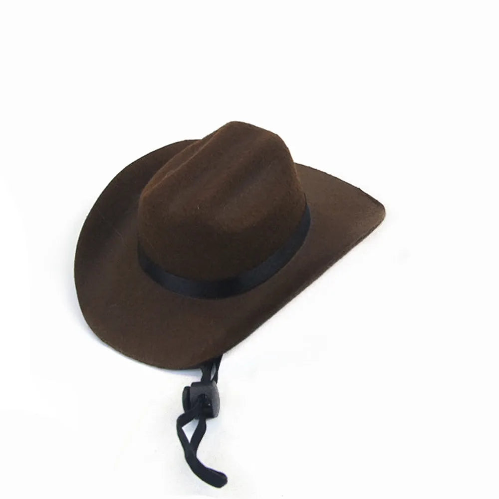 Adjustable cowboy hat for dogs in black, brown, burgundy or coffee colours
