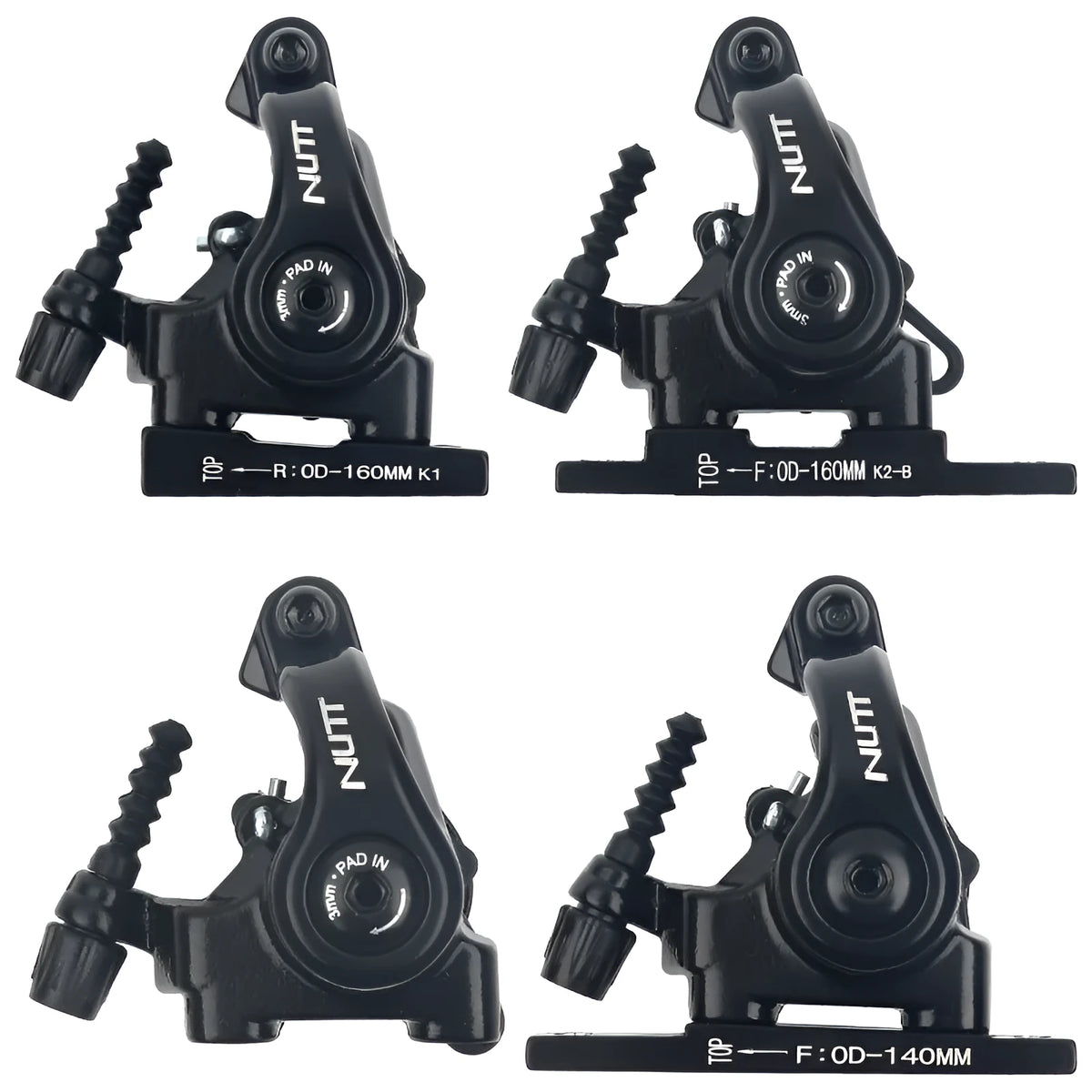 Road bike disc brake flat double-acting pull clip device in metal, S7, 140mm and 160mm front or rear option