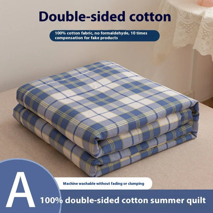 Double-sided cotton summer blanket with vibrant patterns