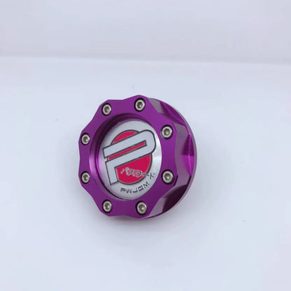 Aluminium alloy oil filter cap for Honda cars in red, blue, gold, and purple colour options.