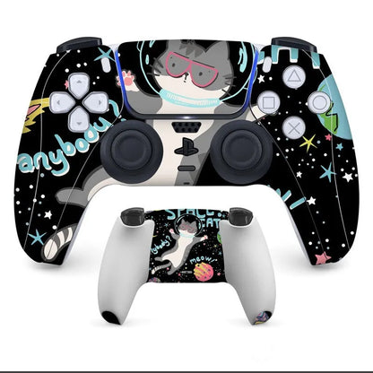 Set of non-adhesive micro-frosted vinyl stickers for PS5 controller, showing front and back pieces.