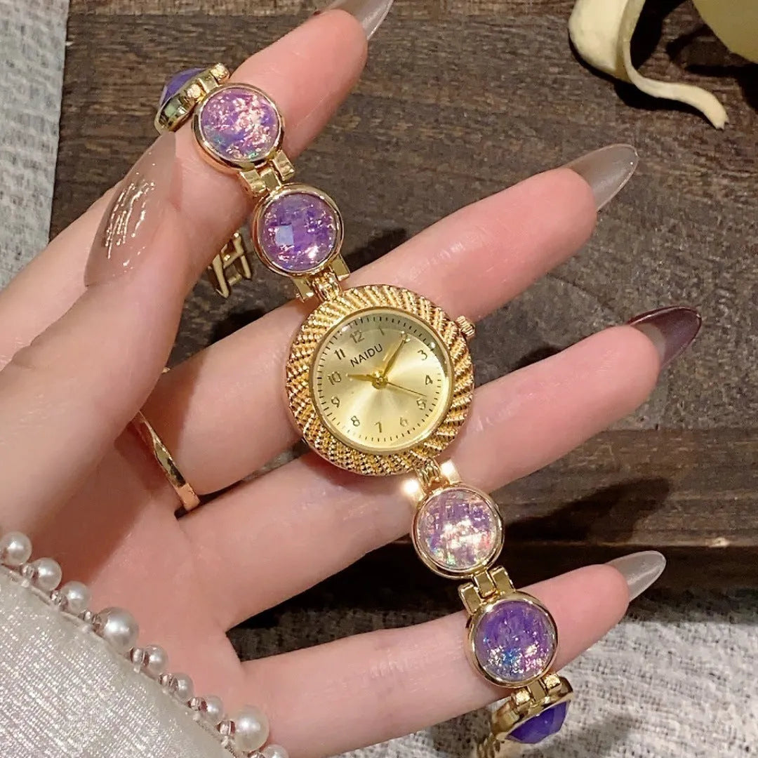 Women's quartz watch with 25mm round dial in a choice of six colours including Milky White, Dark Green, and Cherry Pink.