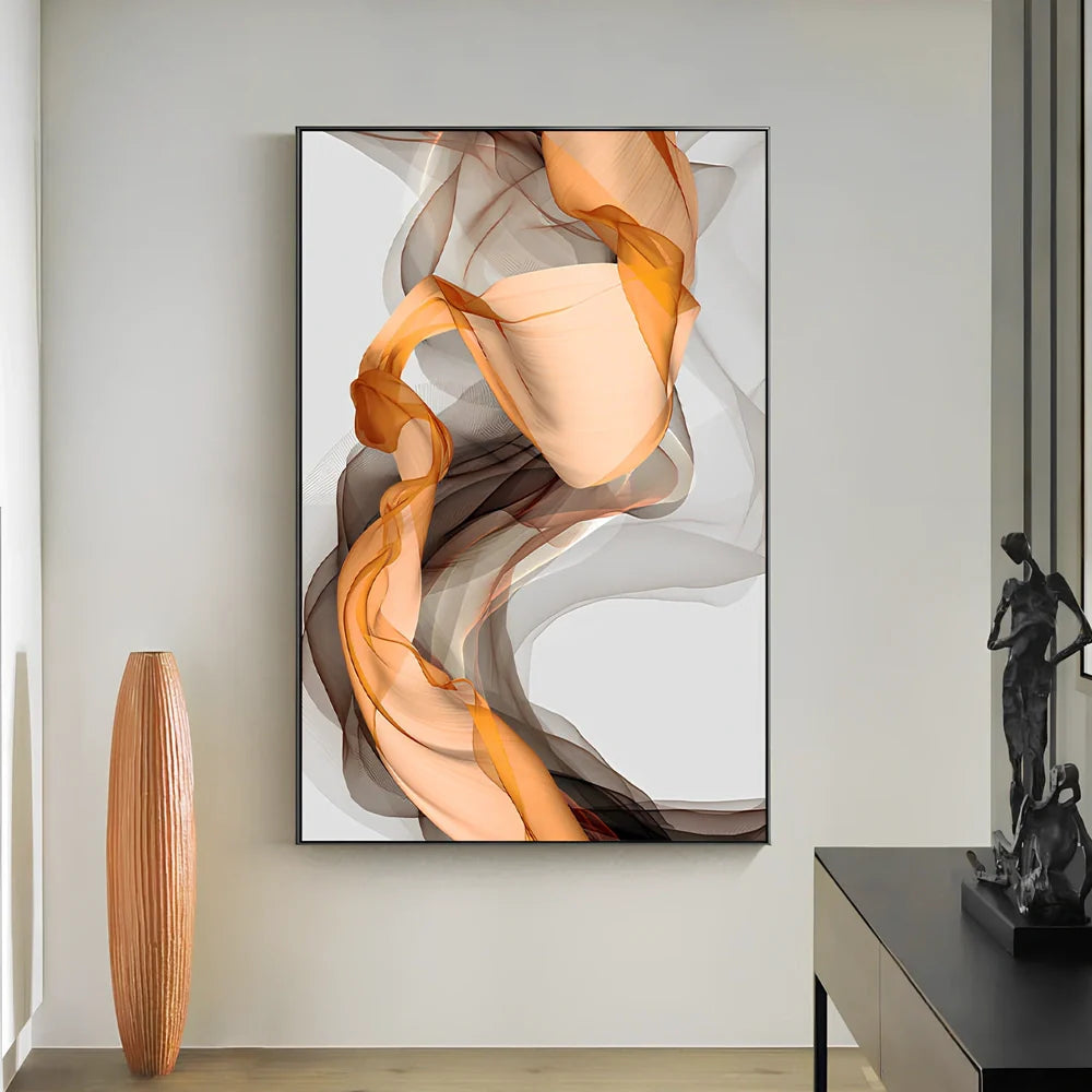 Three-piece abstract yellow and grey canvas painting on 12mm frame, 40x60cm size for modern home walls