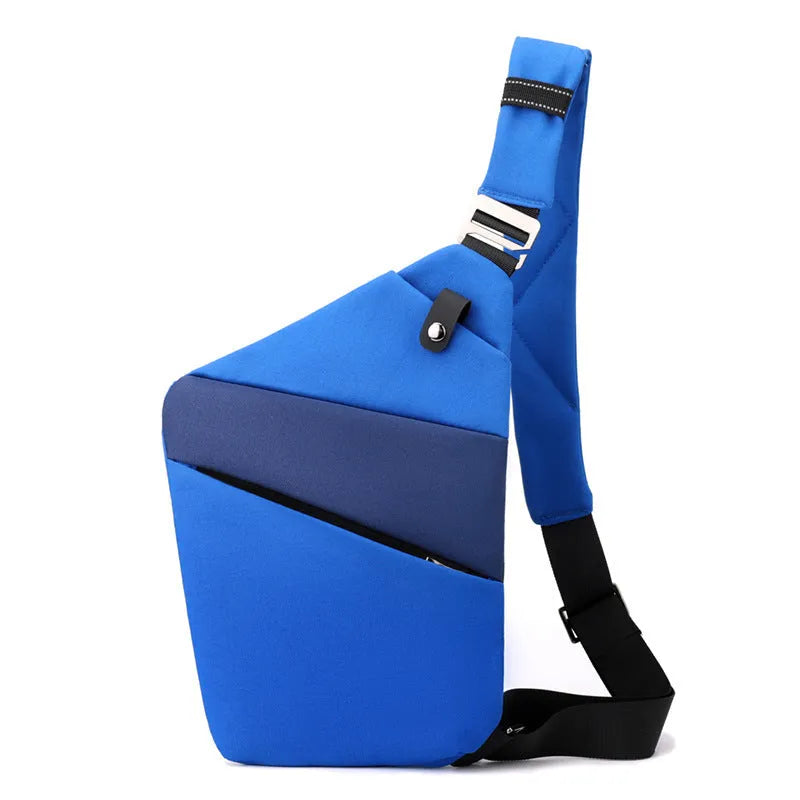 Canvas chest bag 31x20x1cm, 190g, one-shoulder crossbody with anti-radiation fabric inside, smoke black or silver grey