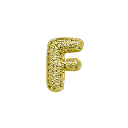 Retro copper bracelet with a letter 'A' charm featuring micro inlaid zircon, shown in a gold finish.