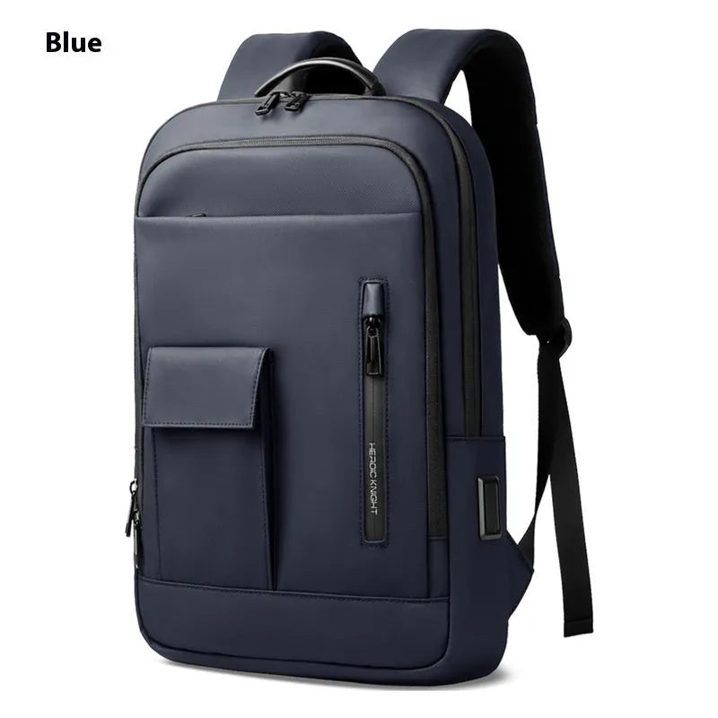 Men's lightweight Oxford cloth backpack in dark grey, olive green, blue or black for business travel
