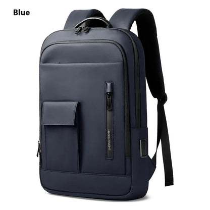 Men's lightweight Oxford cloth backpack in dark grey, olive green, blue or black for business travel